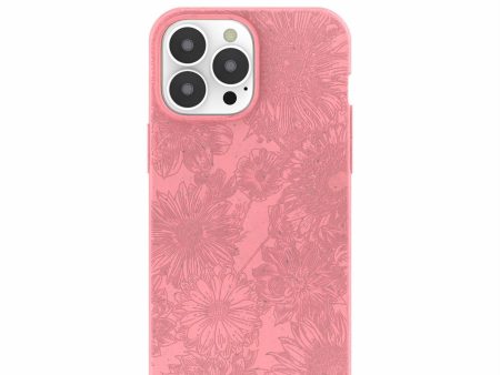 Bubblegum Pink Flora iPhone 13 Pro Max Case For Cheap