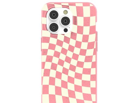 Bubblegum Pink Warped Checkers iPhone 14 Pro Case Online