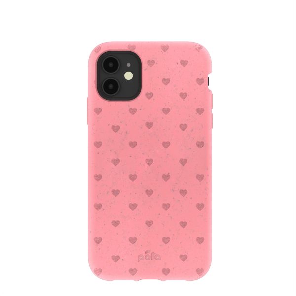 Bubblegum Pink Hearts iPhone 11 Case Online now