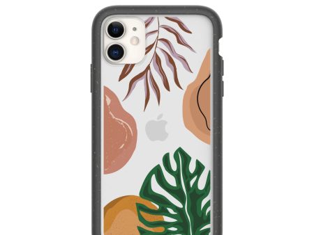 Clear Abstract Botanics iPhone 11 Case With Black Ridge For Discount