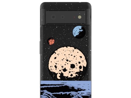 Black Retro Moon Google Pixel 6 Case Online now