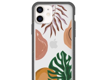 Clear Abstract Botanics iPhone 12  iPhone 12 Pro Case With Black Ridge For Discount