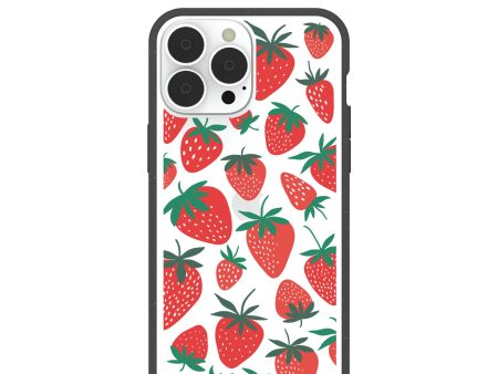 Clear Strawberries iPhone 13 Pro Max Case With Black Ridge For Cheap