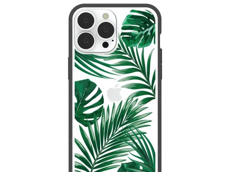 Clear Tropical Leaves iPhone 13 Pro Max Case With Black Ridge Online Hot Sale