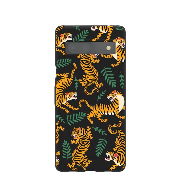 Black Playful Tigers Google Pixel 7a Case Online now