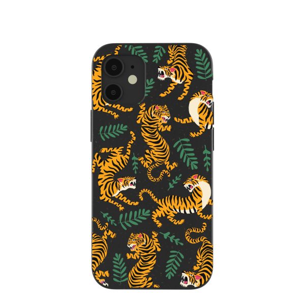 Black Playful Tigers iPhone 12 Mini Case For Cheap