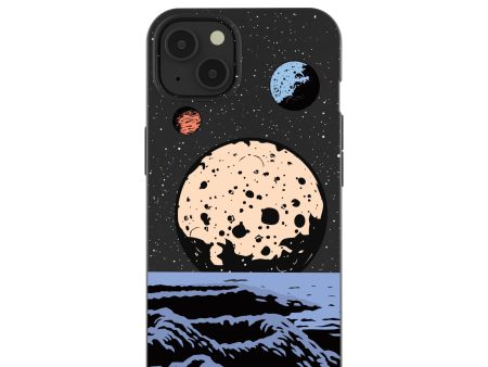 Black Retro Moon iPhone 13 Case For Discount