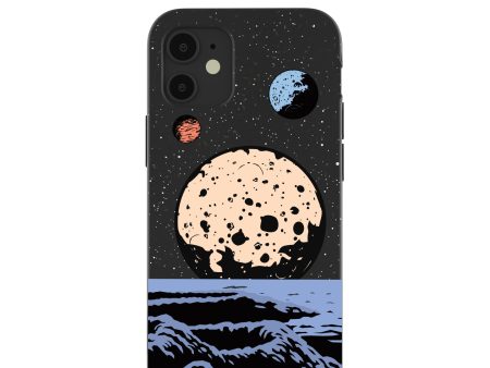 Black Retro Moon iPhone 12 Mini Case For Discount