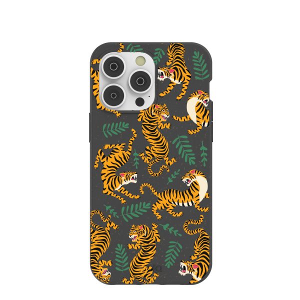 Black Playful Tigers iPhone 14 Pro Max Case Fashion