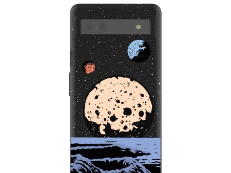 Black Retro Moon Google Pixel 6a Case Supply