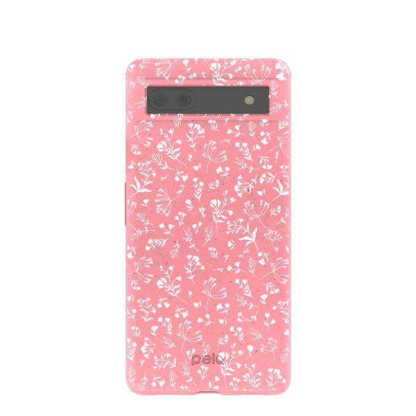 Bubblegum Pink Dreamy Meadow Google Pixel 6a Case For Cheap